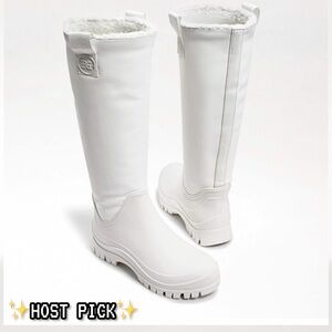 🆕 Sam Edelman Lessie White Tall Shearling Rain Boots | 9 | Luxe Winter Staple